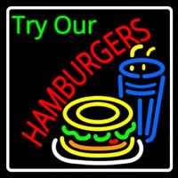 Try Our Hamburgers Logo With Border Neonreclame