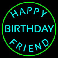 Turquoise Happy Birthday Friend Neonreclame