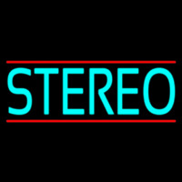 Turquoise Stereo Block Red Line Neonreclame
