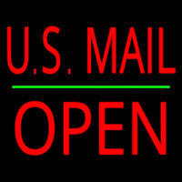 Us Mail Block Open Green Line Neonreclame