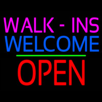 Walk Ins Welcome Block Open Green Line Neonreclame
