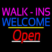 Walk Ins Welcome Open Yellow Line Neonreclame
