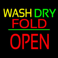 Wash Dry Fold Block Open Green Line Neonreclame