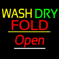 Wash Dry Fold Open Yellow Line Neonreclame