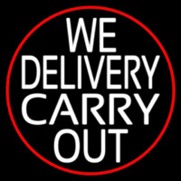 We Deliver Carry Out Oval With Red Border Neonreclame