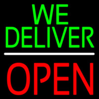 We Deliver Open Block White Line Neonreclame