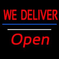 We Deliver Open White Line Neonreclame