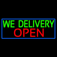 We Deliver Open With Blue Border Neonreclame