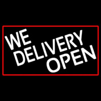 We Deliver Open With Red Border Neonreclame