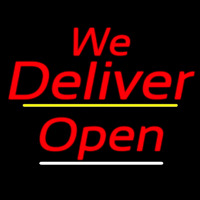 We Deliver Open Yellow Line Neonreclame