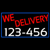 We Deliver Phone Number With Blue Border Neonreclame