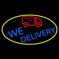 We Deliver Van Oval With Yellow Border Neonreclame