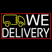 We Deliver Van With Red Border Neonreclame