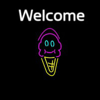 Welcome Ice Cream Cone And Smiling Face Neonreclame