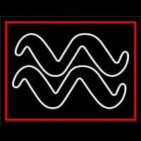 White Aquarius Logo Red Border Neonreclame