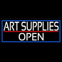 White Art Supplies Open With Blue Border Neonreclame