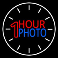 White Circle With 1 Hour Photo Neonreclame