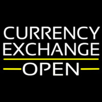 White Currency E change Open Neonreclame