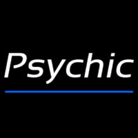 White Cursive Psychic Blue Line Neonreclame