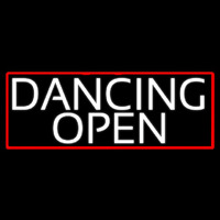 White Dancing Open With Red Border Neonreclame