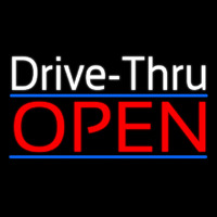 White Drive Thru Red Open Neonreclame