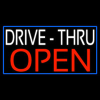White Drive Thru Red Open With Blue Border Neonreclame