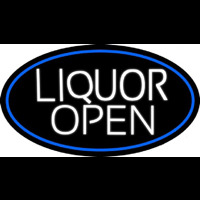 White Liquor Open Oval With Blue Border Neonreclame