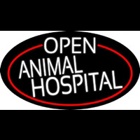 White Open Animal Hospital Oval With Red Border Neonreclame