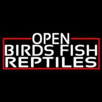 White Open Birds Fish Reptiles With Red Border Neonreclame