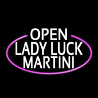White Open Lady Luck Martini Oval With Pink Border Real Neon Glass Tube Neonreclame
