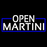 White Open Martini With Blue Border Real Neon Glass Tube Neonreclame