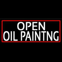 White Open Oil Painting With Red Border Neonreclame