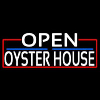 White Open Oyster House With Red Border Neonreclame