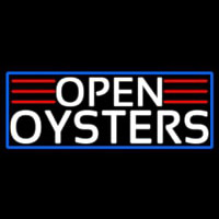 White Open Oysters With Blue Border Neonreclame