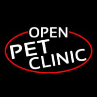 White Open Pet Clinic Oval With Red Border Neonreclame