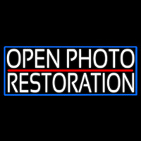 White Open Photo Restoration With Blue Border Neonreclame