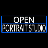 White Open Portrait Studio With Blue Border Neonreclame