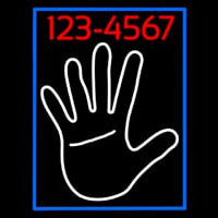 White Palm With Phone Number Blue Border Neonreclame