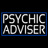 White Psychic Advisor Blue Border Neonreclame