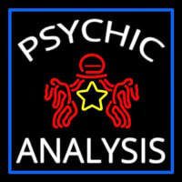 White Psychic Analysis With Logo And Blue Border Neonreclame