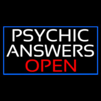 White Psychic Answers Red Open Blue Border Neonreclame