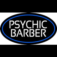 White Psychic Barber With Blue Border Neonreclame