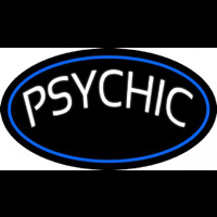White Psychic Blue Border Neonreclame