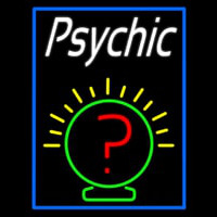 White Psychic Blue Border Neonreclame
