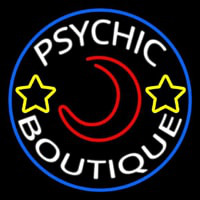 White Psychic Boutique Blue Border Neonreclame