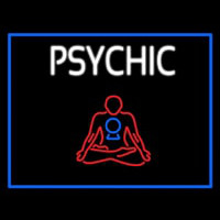 White Psychic Logo With Blue Border Neonreclame