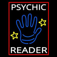 White Psychic Reader With Blue Palm Neonreclame