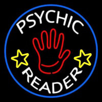 White Psychic Reader With Red Palm Blue Circle Neonreclame