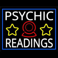 White Psychic Readings With Blue Border Neonreclame