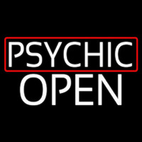 White Psychic Red Border Open Neonreclame